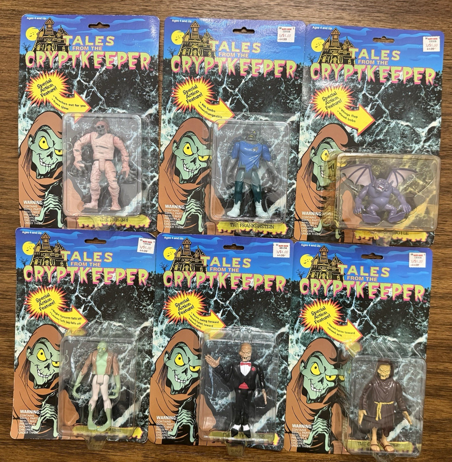 Tales From The Crypt 6 Figures Cryptkeeper Mummy Zombie Frankenstein Ace MOC