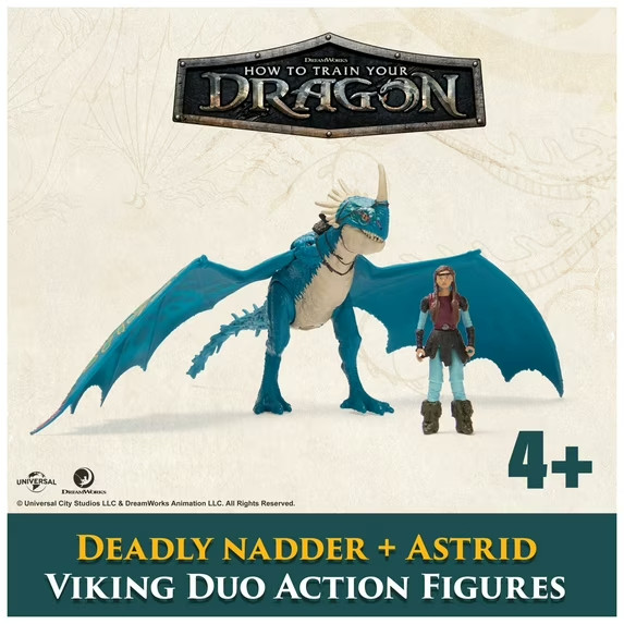 How To Train Your Dragon DEADLY NADDER And ASTRID Viking Duo Figures Ships Fast