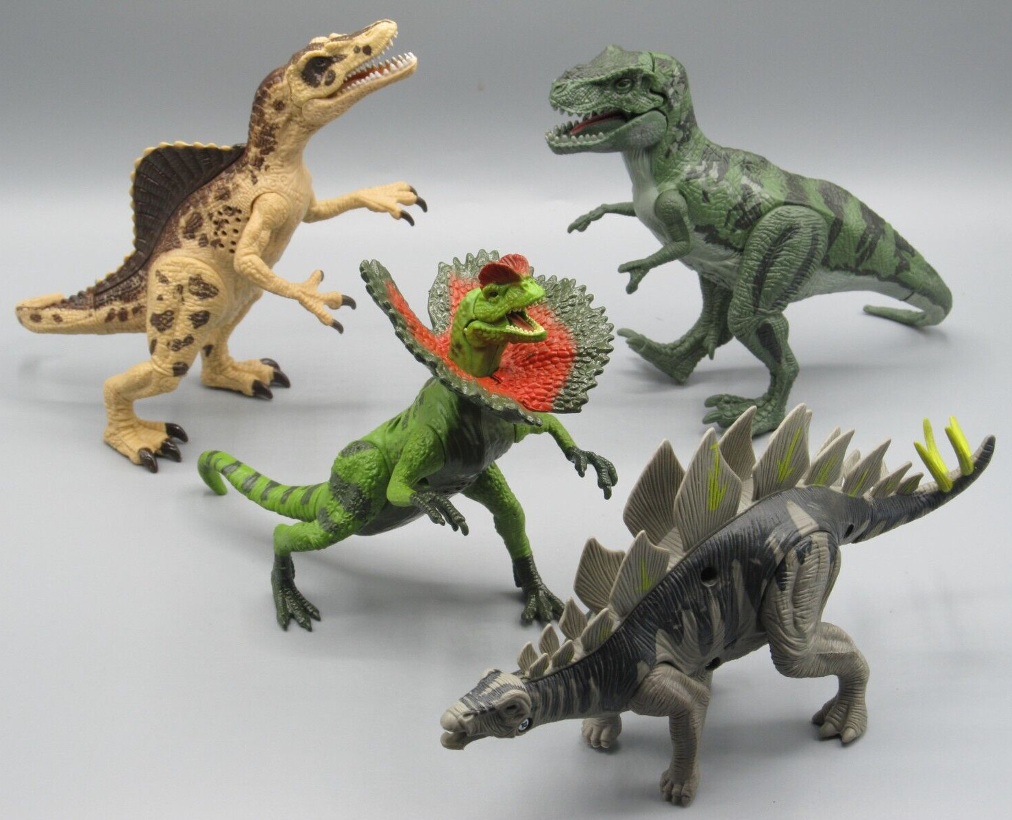 KID GALAXY DINOSAURS LIGHTS & SOUNDS FULLY POSABLE LOT Of 4 TESTED & WORKING