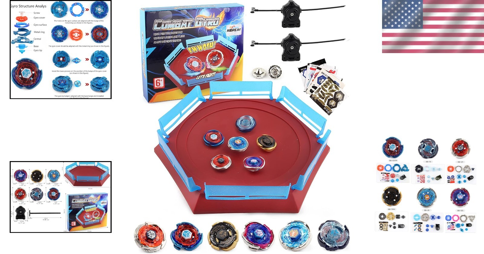 Interactive Battling Top Stadium with 6 Metal Tops & 2 Launchers – Gift for Boys
