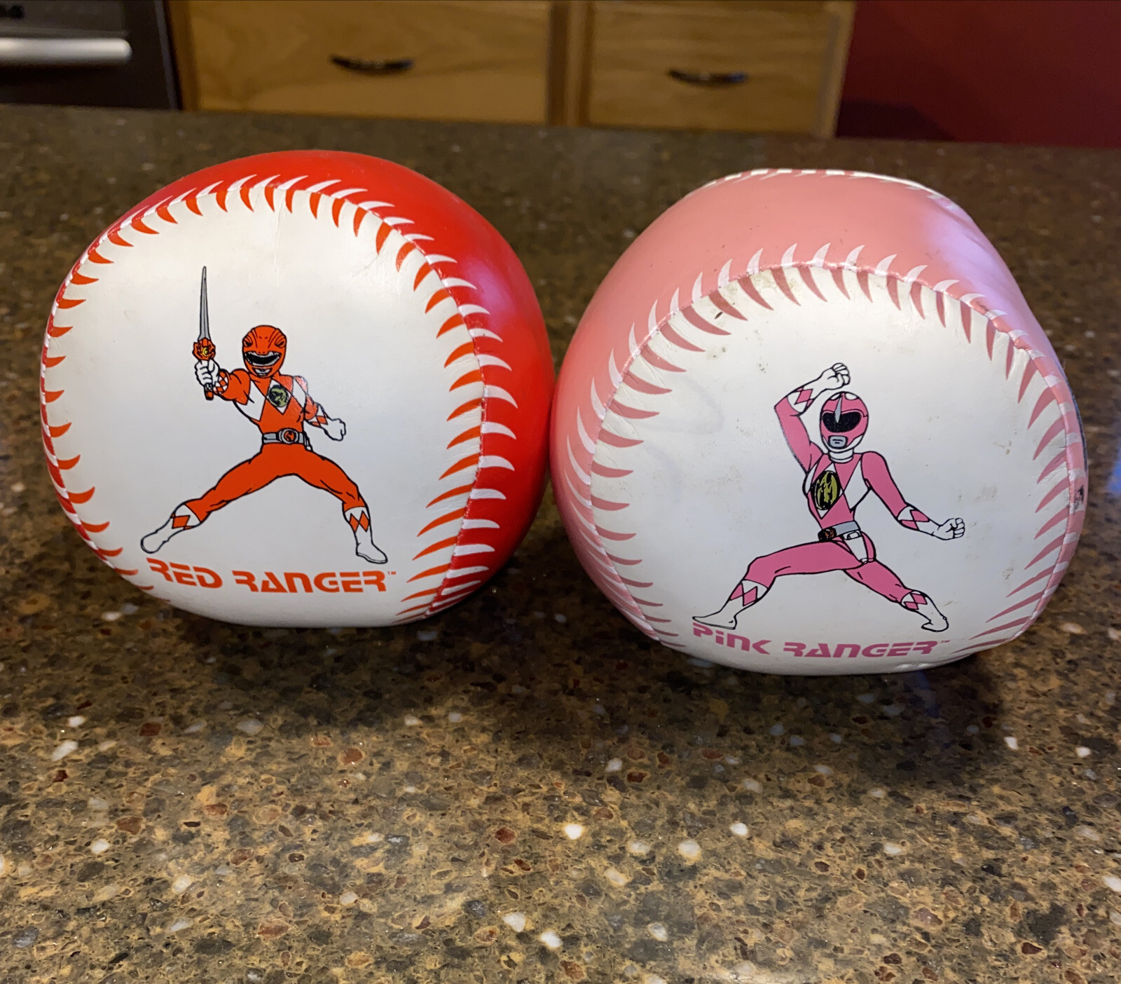 Vintage Pink & Red Power Ranger Mighty Morphin Rangers Plush Ball Soft Indoor