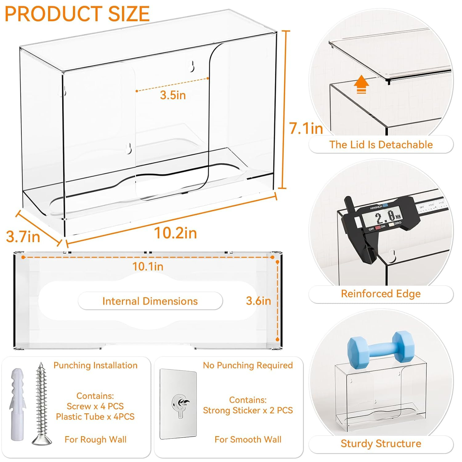 Cq Acrylic Wall Mount Multifold Paper Towel Dispenser & Box for Bathroom,Home -1