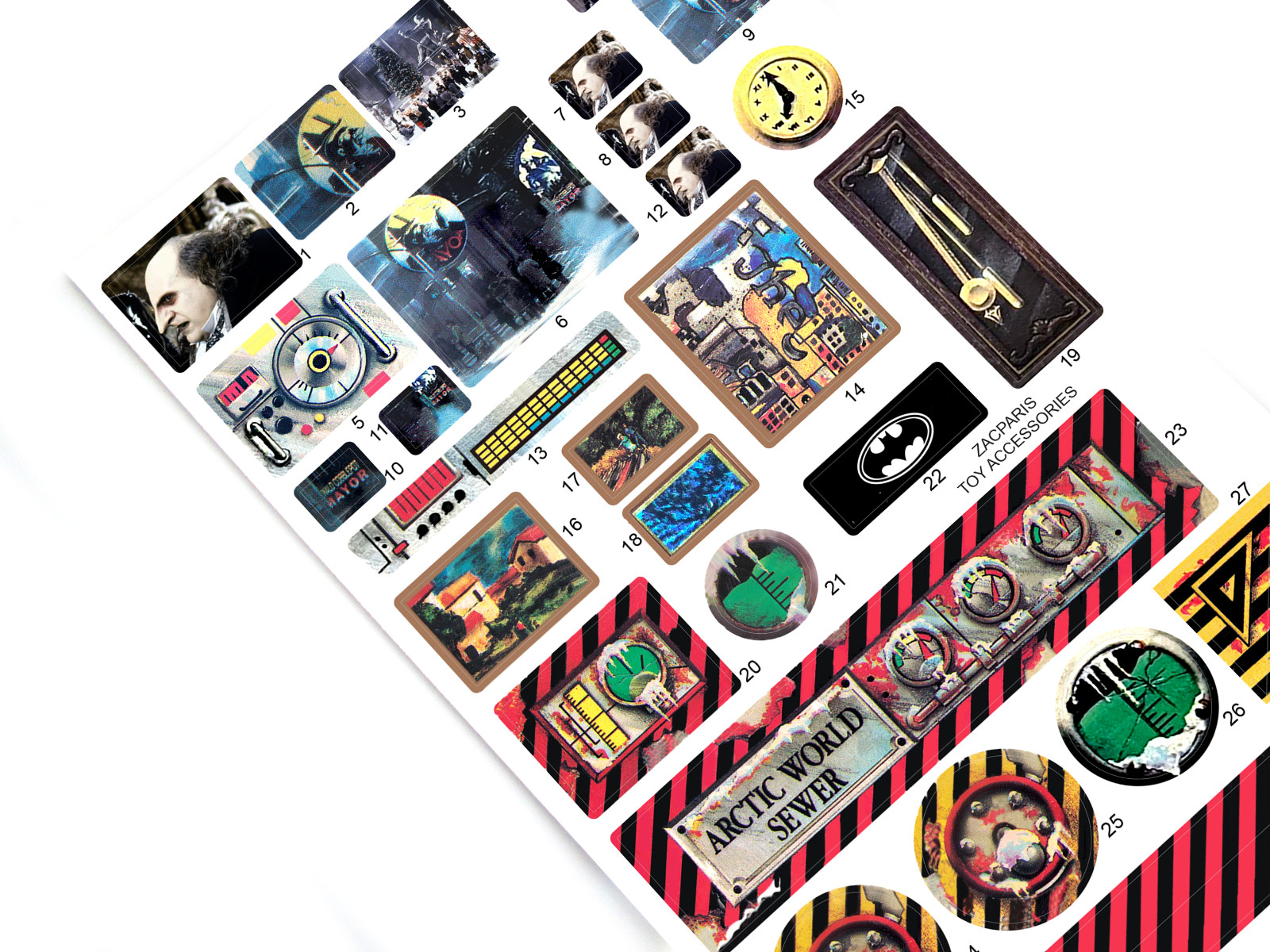 CUSTOM STICKERS for Batman Returns Batcave Command Center Playset – Kenner 1992