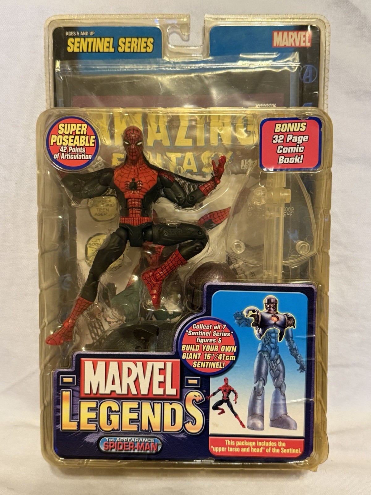 2005 ToyBiz Marvel Legends Sentinel Series 1st Appearance Spider-Man Figure READ