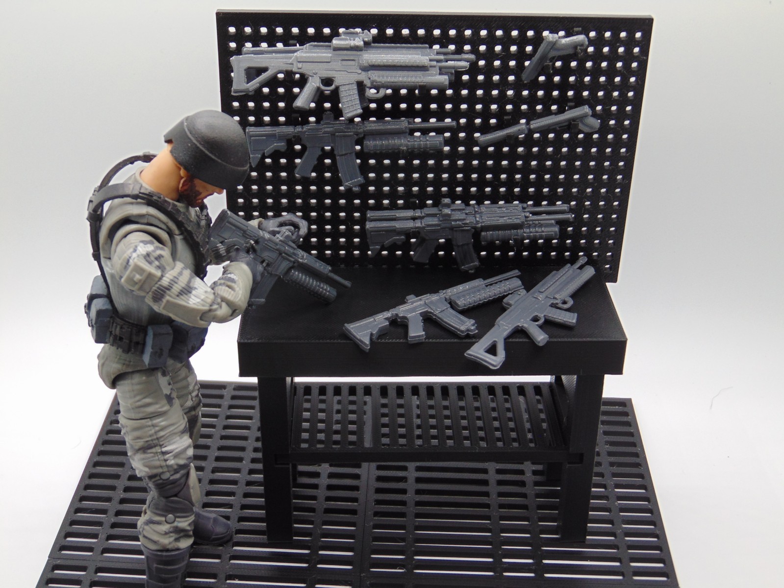 Custom 1:12 Modular 4x Sci-Fi Flooring Grille Tiles Diorama Prop 6&Prime; Figures BLK