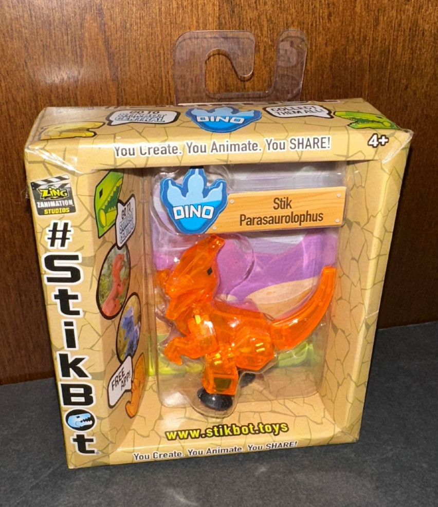 StikBot Dino Orange PARASAUROLOPHUS Dinosaur Action Figure *NEW & SEALED