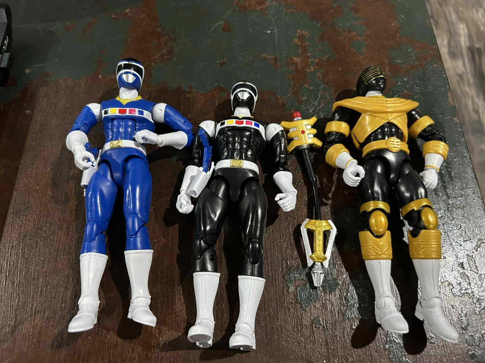 3x Power Rangers Lightning Collection Figures Gold Black Blue Ranger PLEASE READ