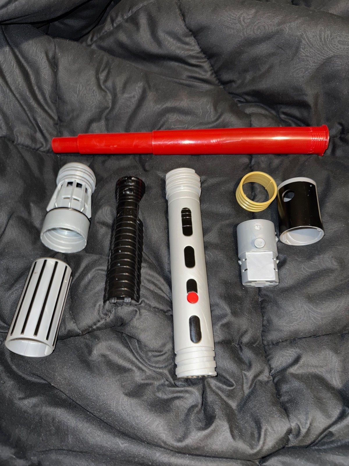 Star Wars LFL 2007 Hasbro Red Dark Side Lightsaber Build A Saber PARTS LOT