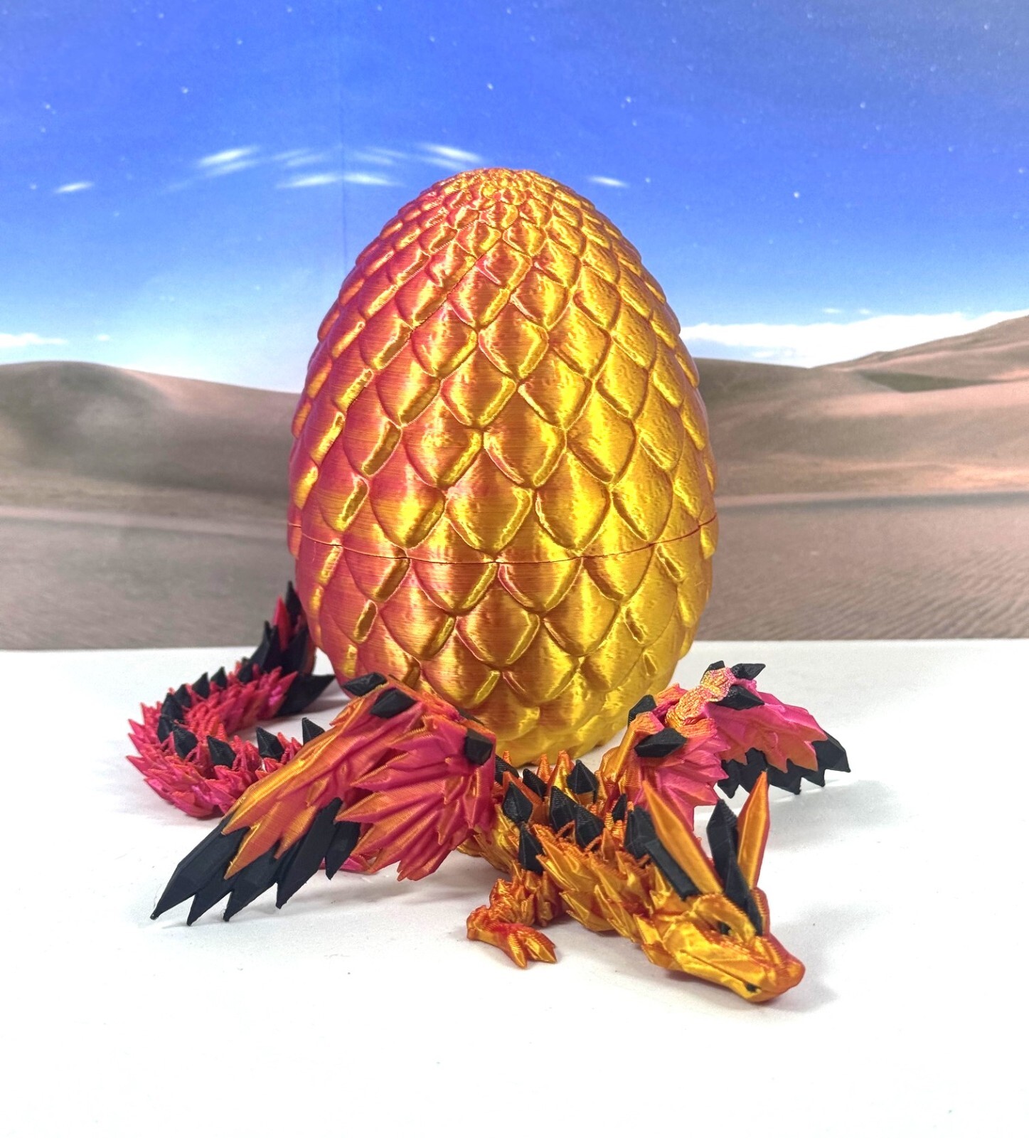 Crystal Winged Dragon with Egg 3D Printed Articulated Crystal Winged Dragon Toy