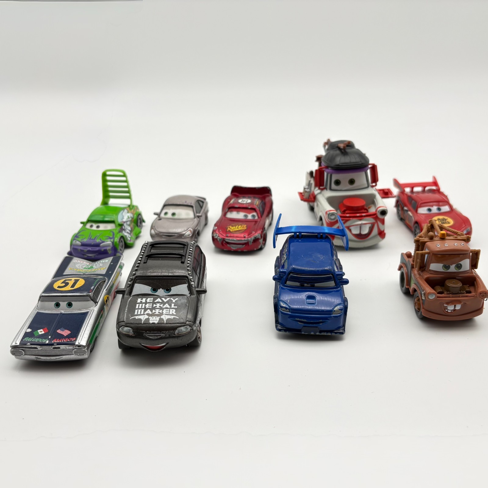 Disney Pixar Cars LOT OF 10 Diecast Cars Lightning McQueen Tow Mater Tokyo Mater