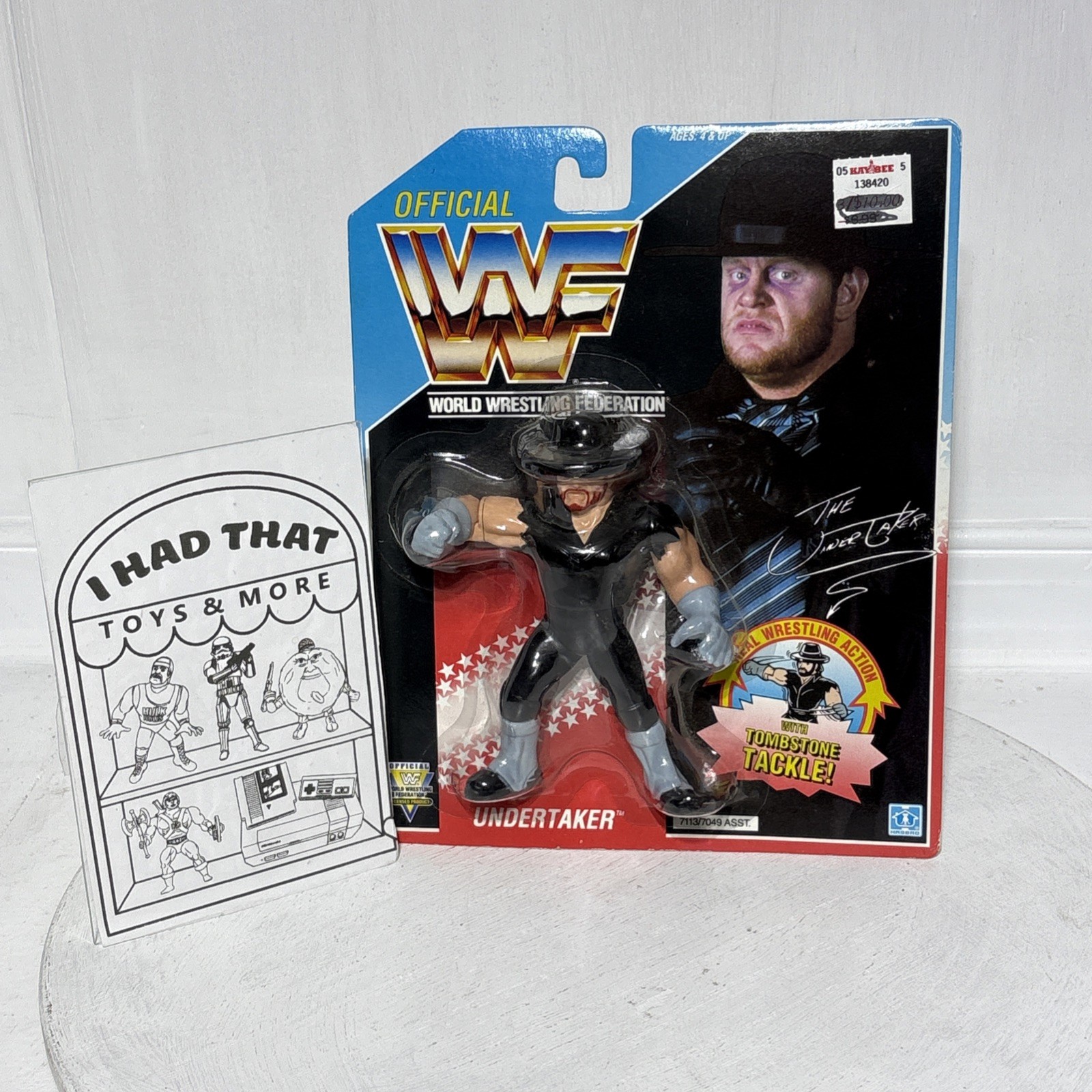 WWF Hasbro Undertaker series 4, Blue card MOC « Tombstone Tackle » Wrestling 1992
