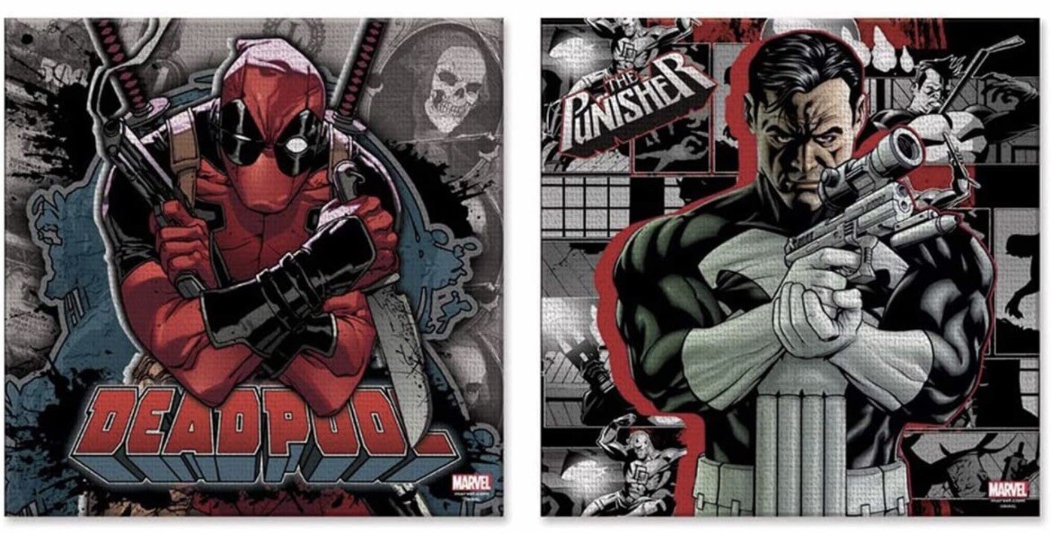 New Marvel Deadpool & Punisher Comics TV Movie Canvas 2 Art Pack Set 12x12x1