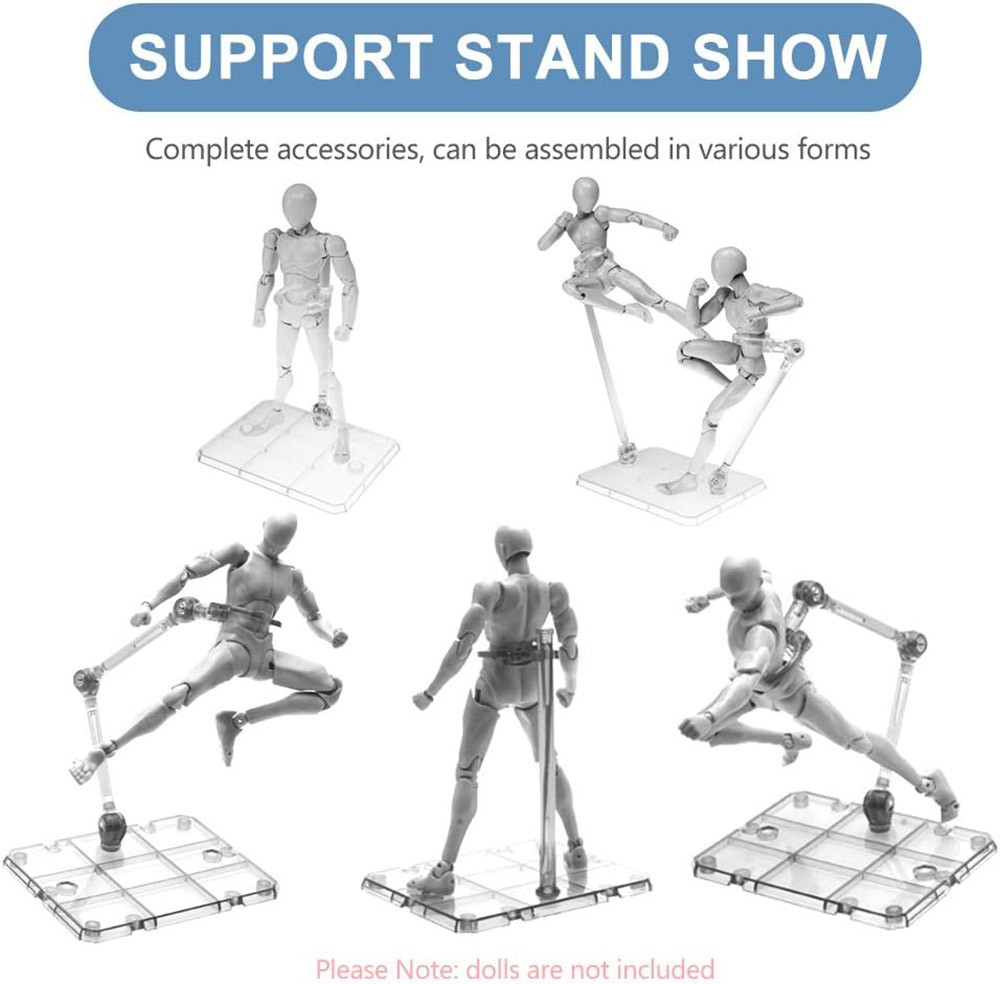 1/4/5pcs Action Figure Display Base Holder Doll Model Support Stand Adjustable