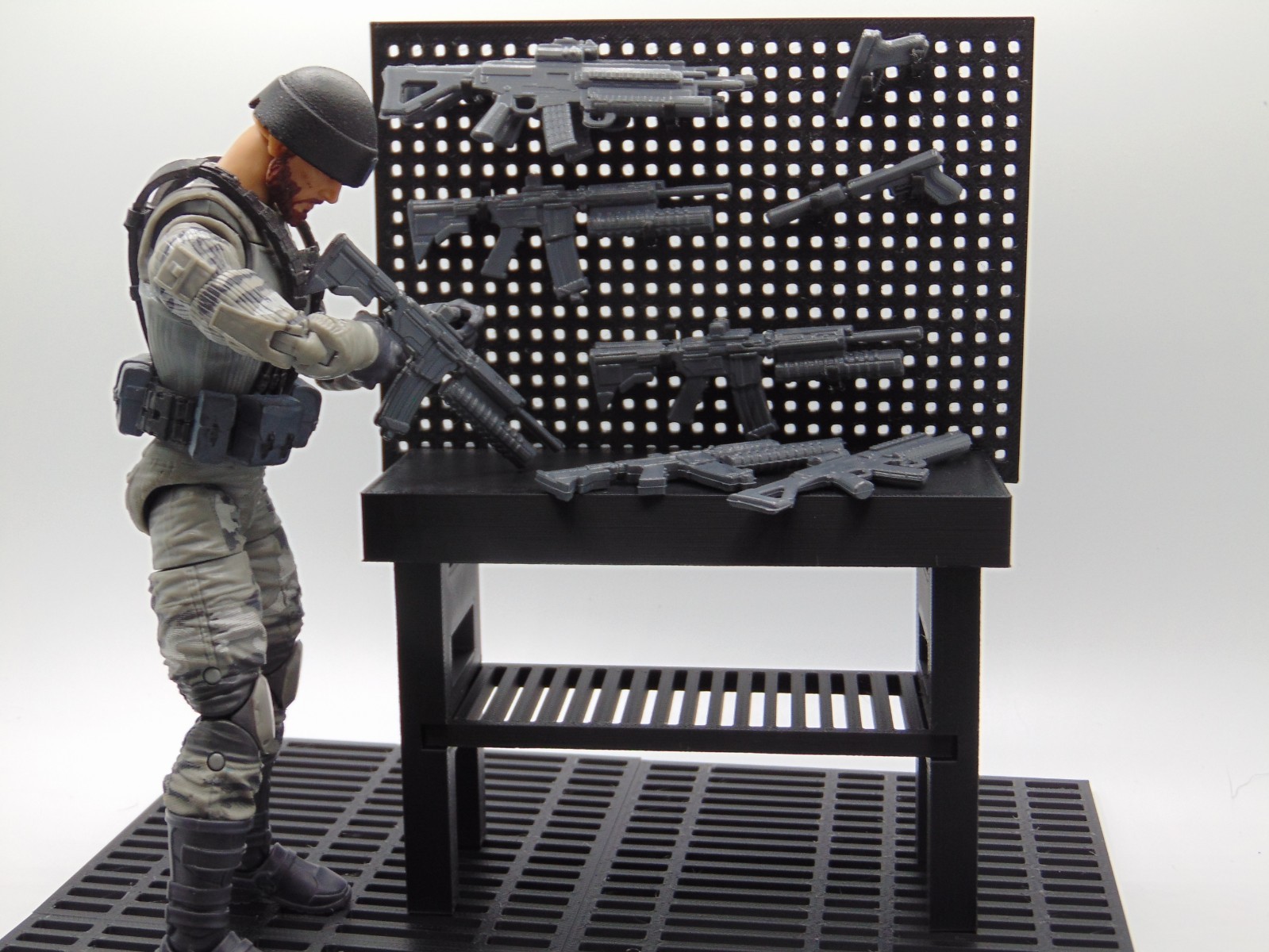 Custom 1:12 Modular 4x Sci-Fi Flooring Grille Tiles Diorama Prop 6&Prime; Figures BLK