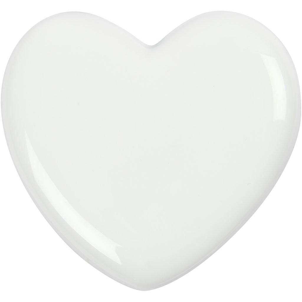 Heart, size 6,5×6,5 cm, thickness 10 mm, white, 1pc