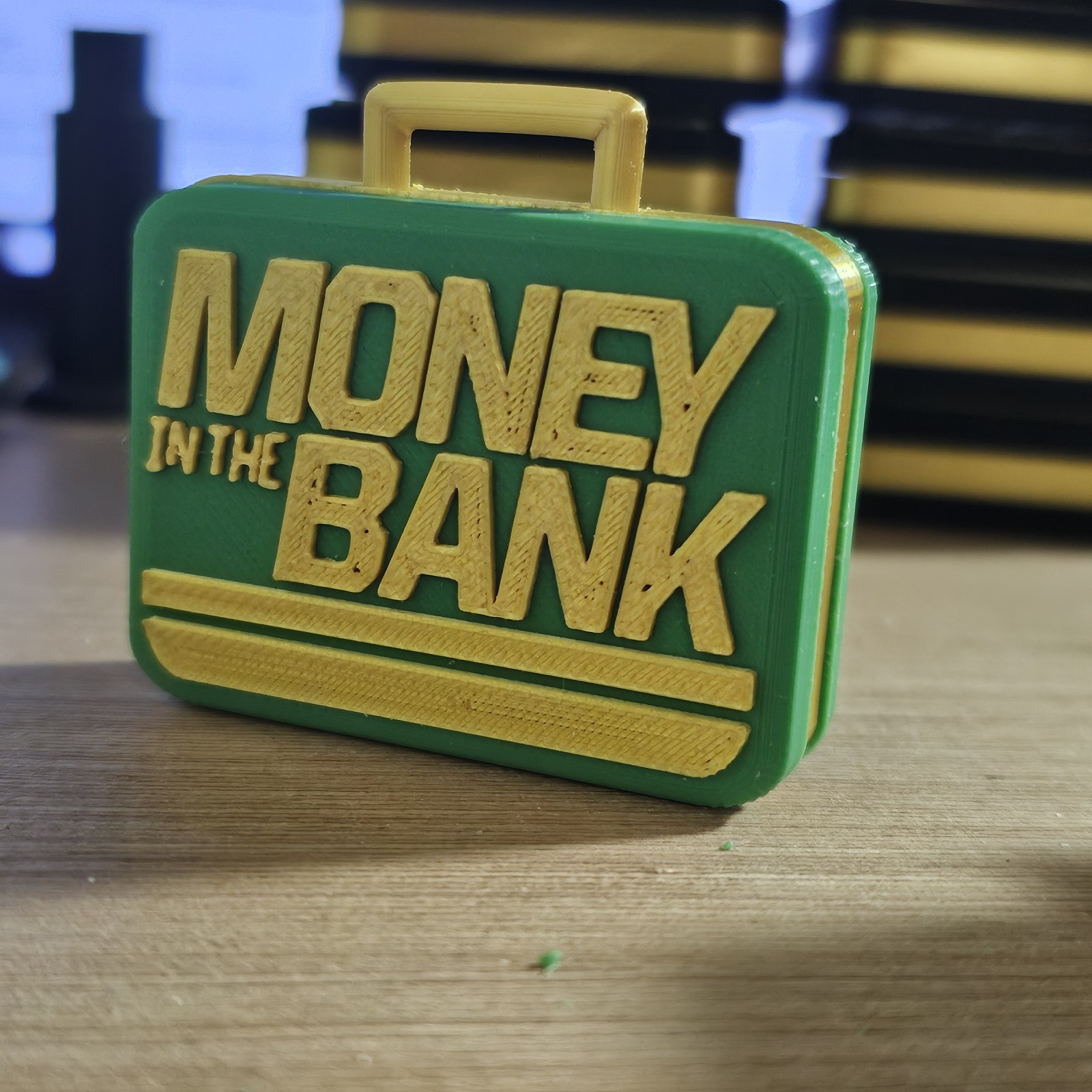 WWE Mattel 3D Printed Green/Gold Money In The Bank Briefcase 2025 Accessory V2