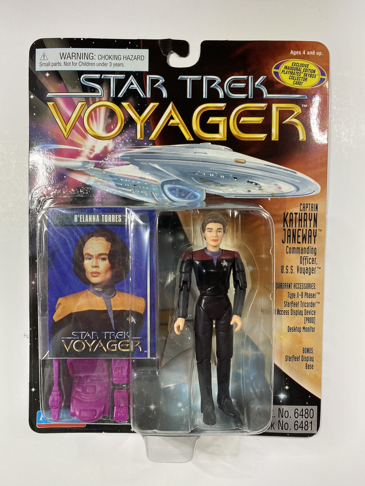 Star Trek Voyager B&rsquo;elanna Torres Action Figure Card Error Kathryn Janeway NRFP