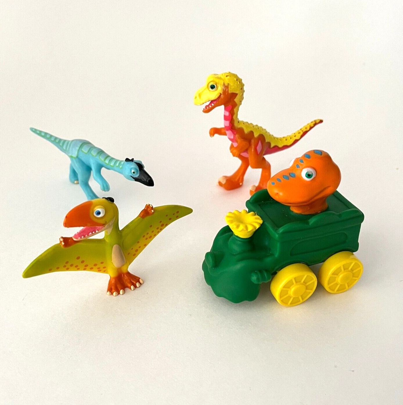 Dinosaur Train Buddy, Derek, Ollie, Petey 4 Toy Lot PBS Learning Curve Jazwares