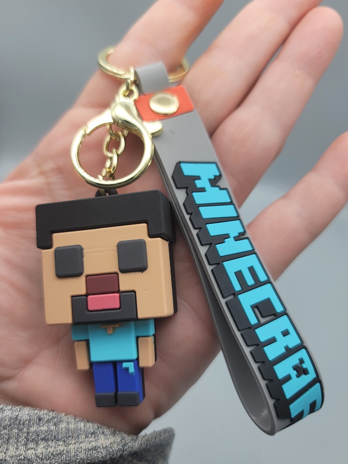Steve & Creeper 3D Minecraft Figure Keychains with Carrying Straps