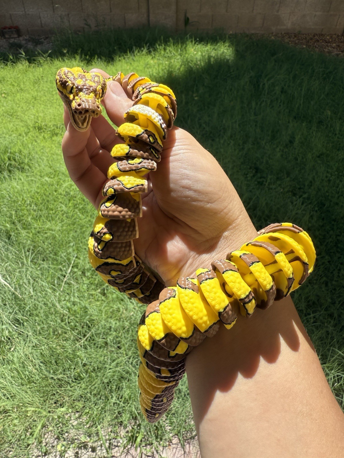 3D Printed Ball Python Snake 28”- Gold Black