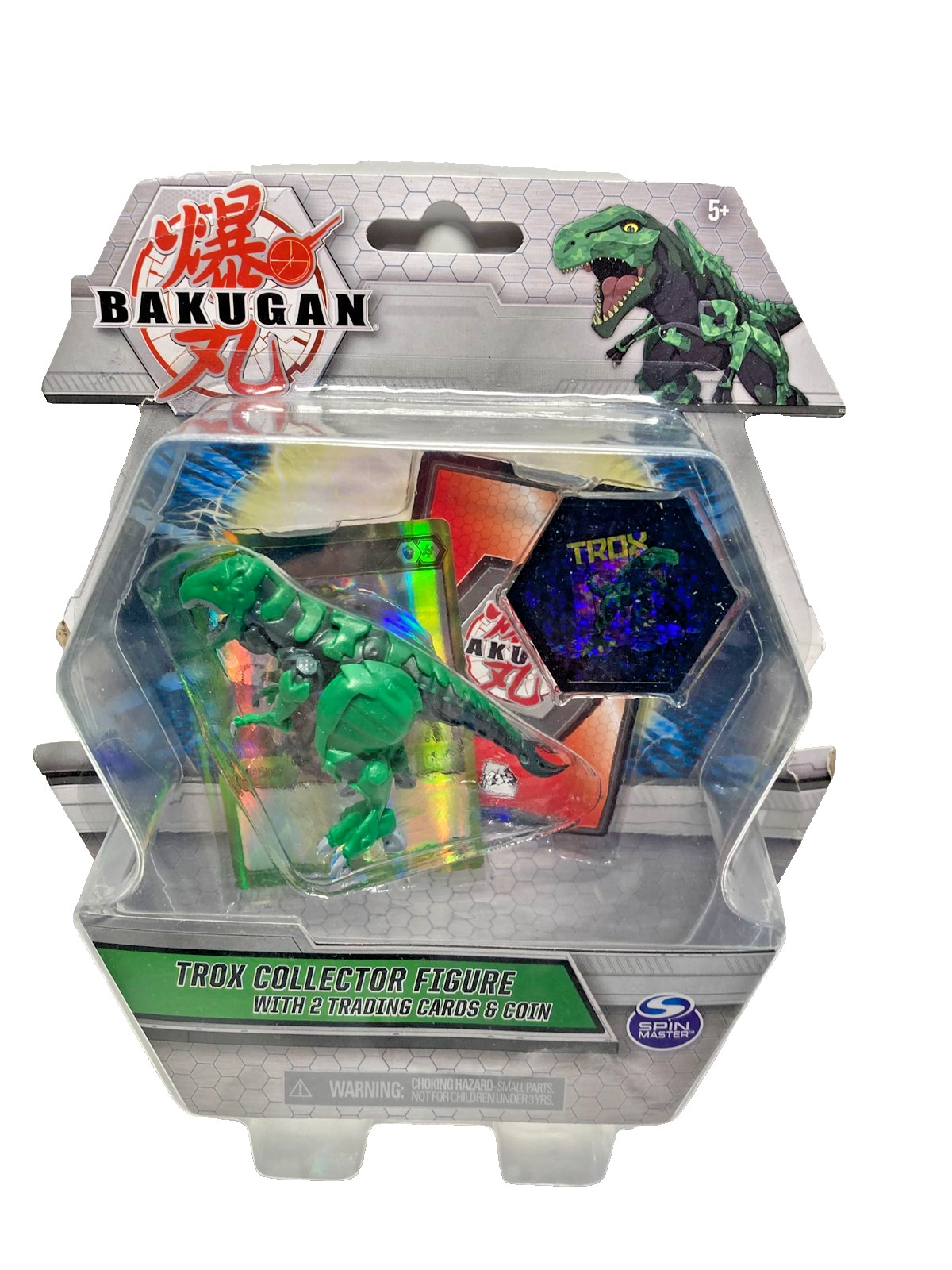 Bakugan Trox GREEN Collector Figure with 2 Trading Cards & 1 Coin