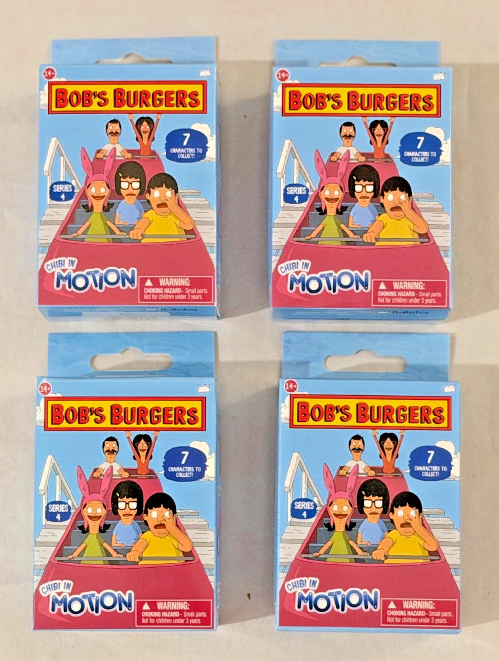 NEW 4 LOT Bullsitoy BOB&rsquo;S BURGERS Series 4 Chibi in Motion Blind Box Clip