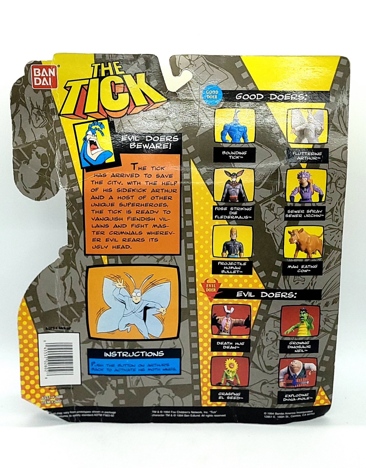 The Tick Fluttering Arthur 6&Prime; Action Figure Sealed Bandai 1994