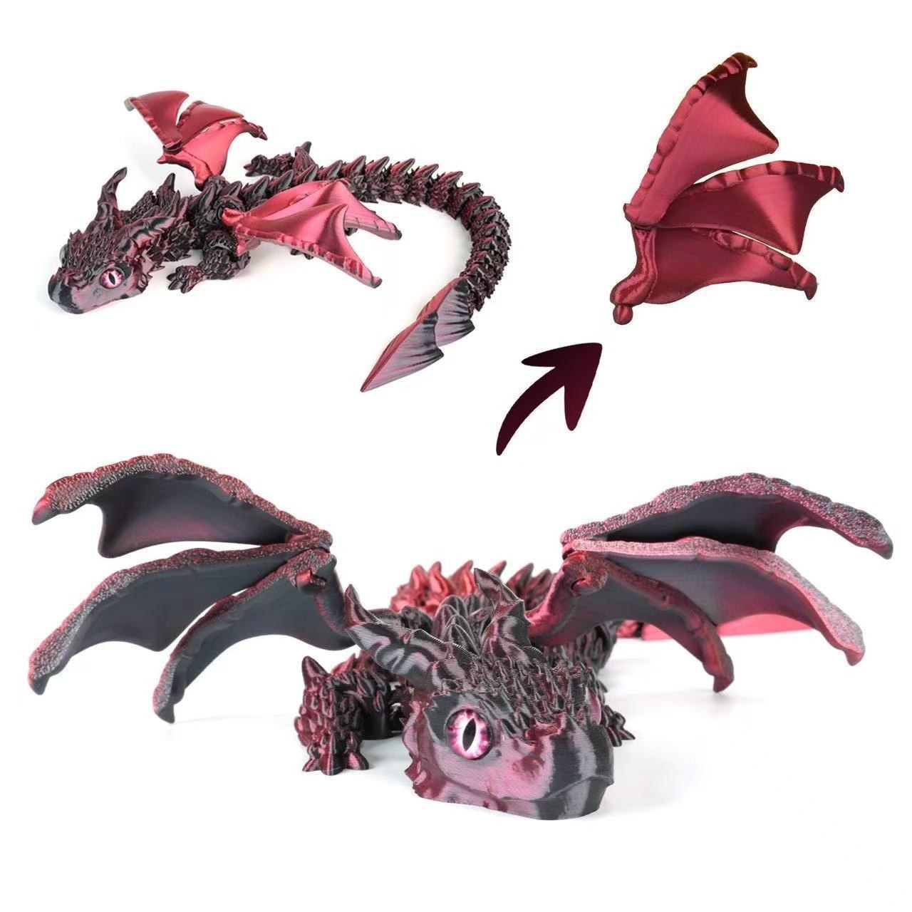 3D Printed Crystal Dragon Flexible Articulated Dragon Fidget Toys Desktop Decor