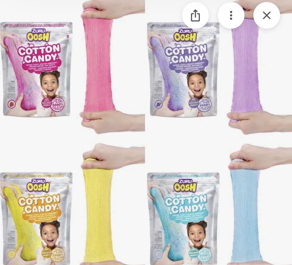 Oosh Cotton Candy Slime Stretchy Fluffy Colorful Sweet Scented Fun 3 Pack!