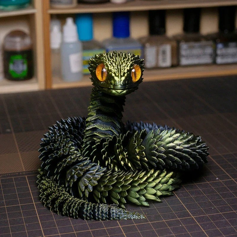 3D Printed Articulated Snake Toy Flexible Joint Model Desk Decor Gift