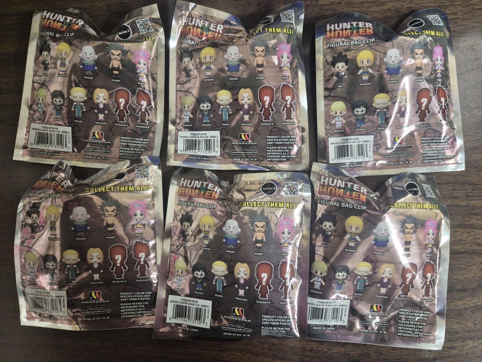 Hunter x Hunter Figural Figure Blind 3D Bag Clip Series 2 Lot of 6 NEW / SEALED