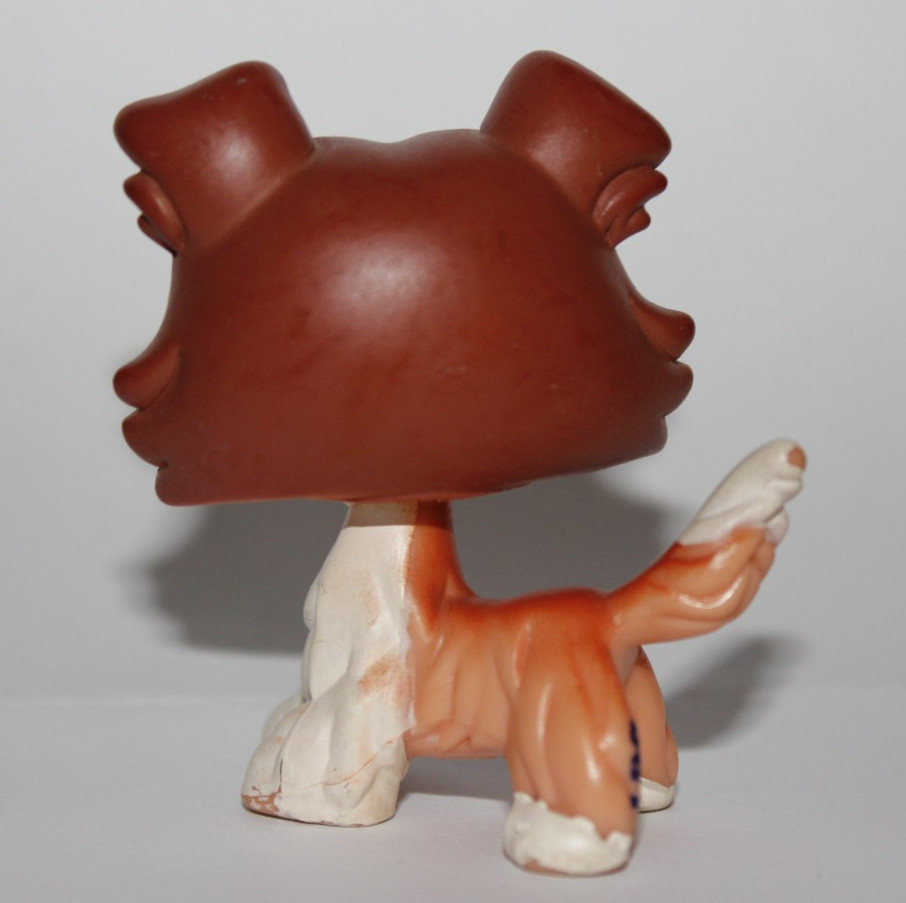 Littlest Pet Shop #1542 LPS Authentic Brown Red White Collie Dog Lps