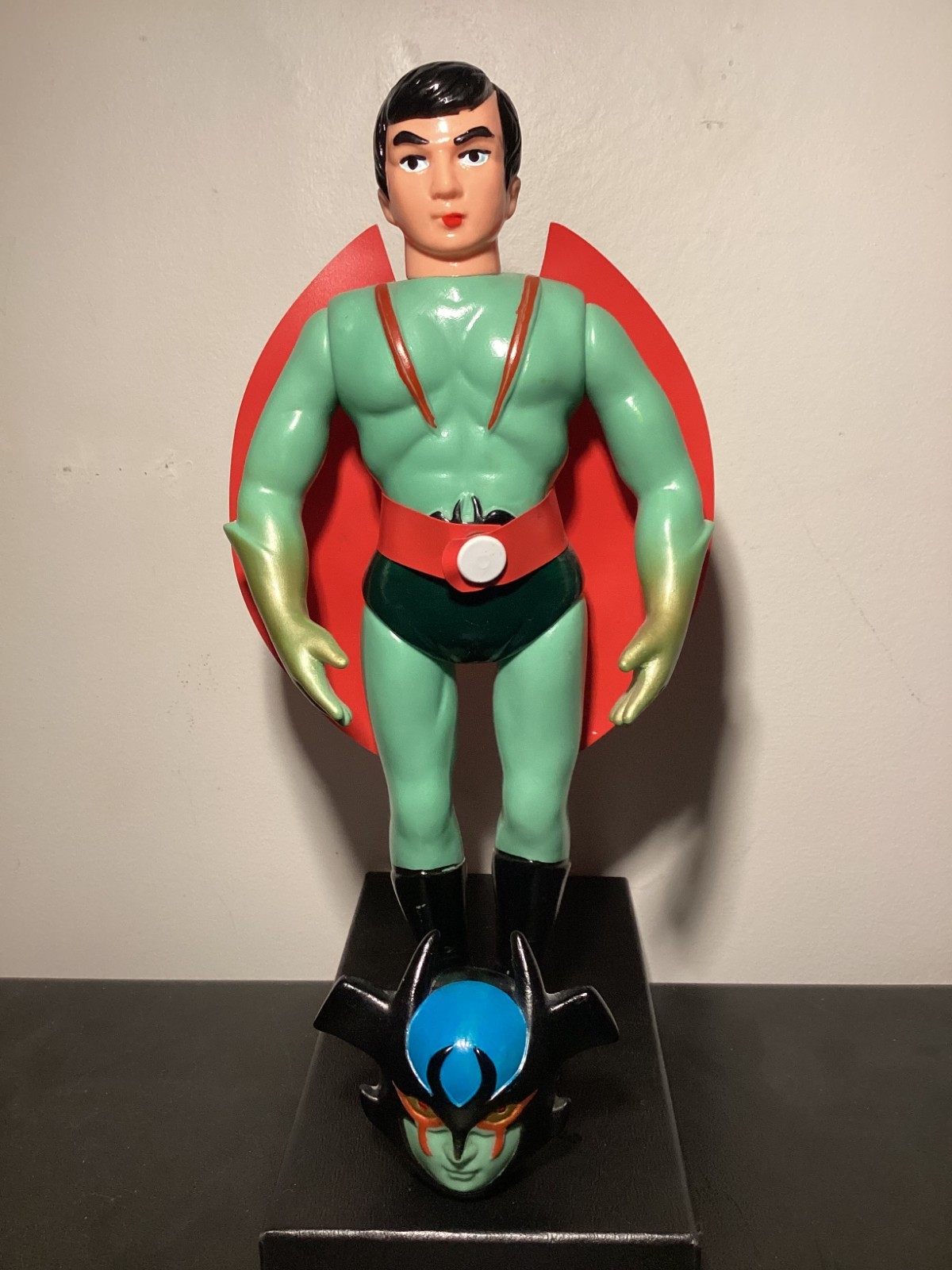 RARE VINTAGE DEVILMAN 11&Prime; 1970s SOFUBI w/MASK & Card Zollmen Bullmark Popy Nagai