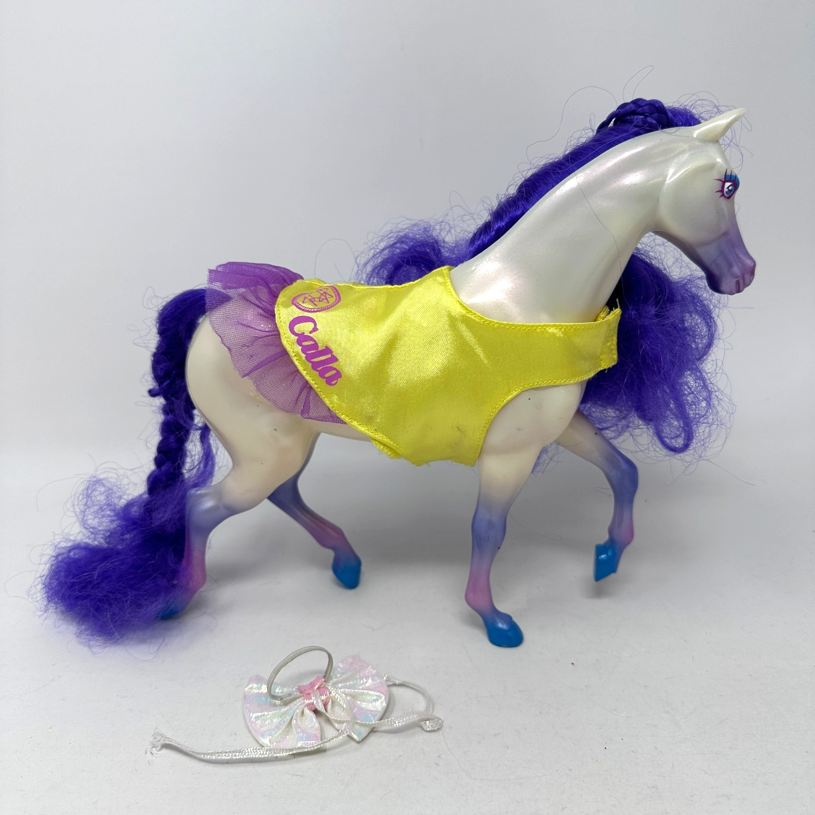 Kenner Fashion Fillies Calla Horse Figure White Mare Purple Brushable Mane READ