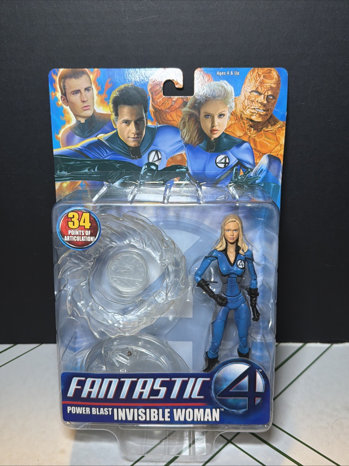 Marvel Fantastic Four Power Blast Invisible Woman Blue Figure 2005 Toy Biz New