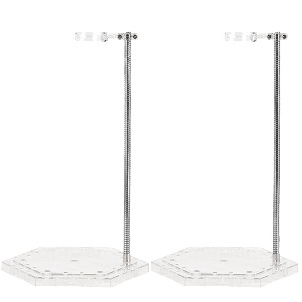 2Pcs Action Figure Stand with Adjustable Metal Support Arm, Action Figure Clear