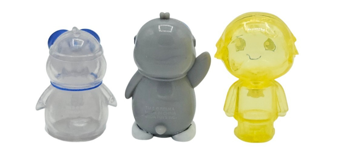 Ryan’s World Transparent Clear Figures Yellow Blue Ryan & Penguin 1.75&Prime; Lot of 3