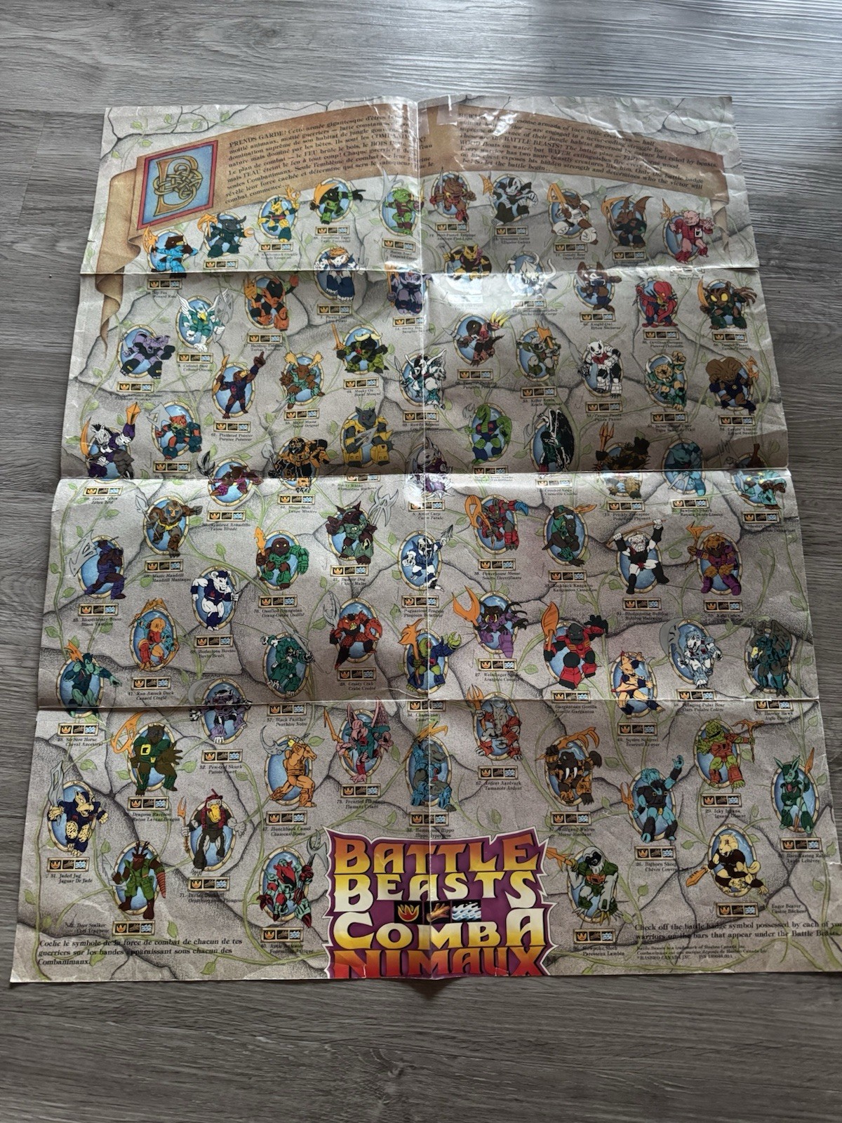 Battle Beasts Poster (Made in Canada) 1987 Hasbro Mail away redemption character