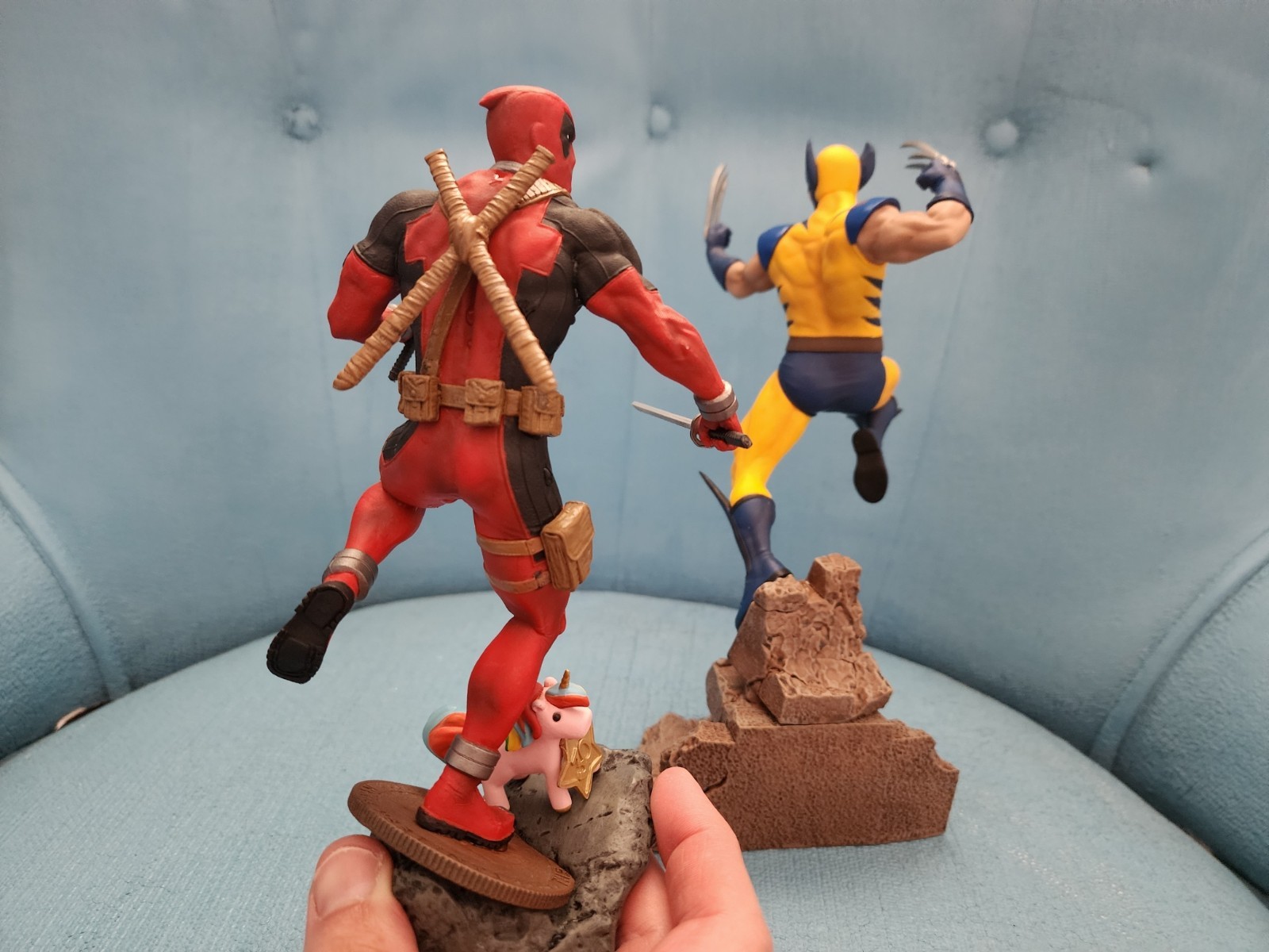 MARVEL PVC STATUES: DEADPOOL and WOLVERINE (1:10 SCALE). Excellent Condition