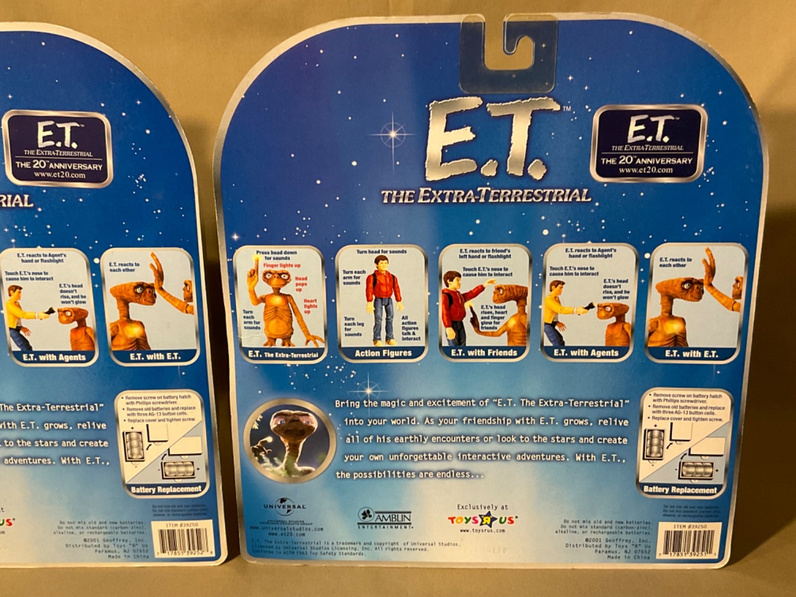E.T. & Gertie and E.T. & Elliott Interactive Sets 2001 Toy R Us Sealed /New