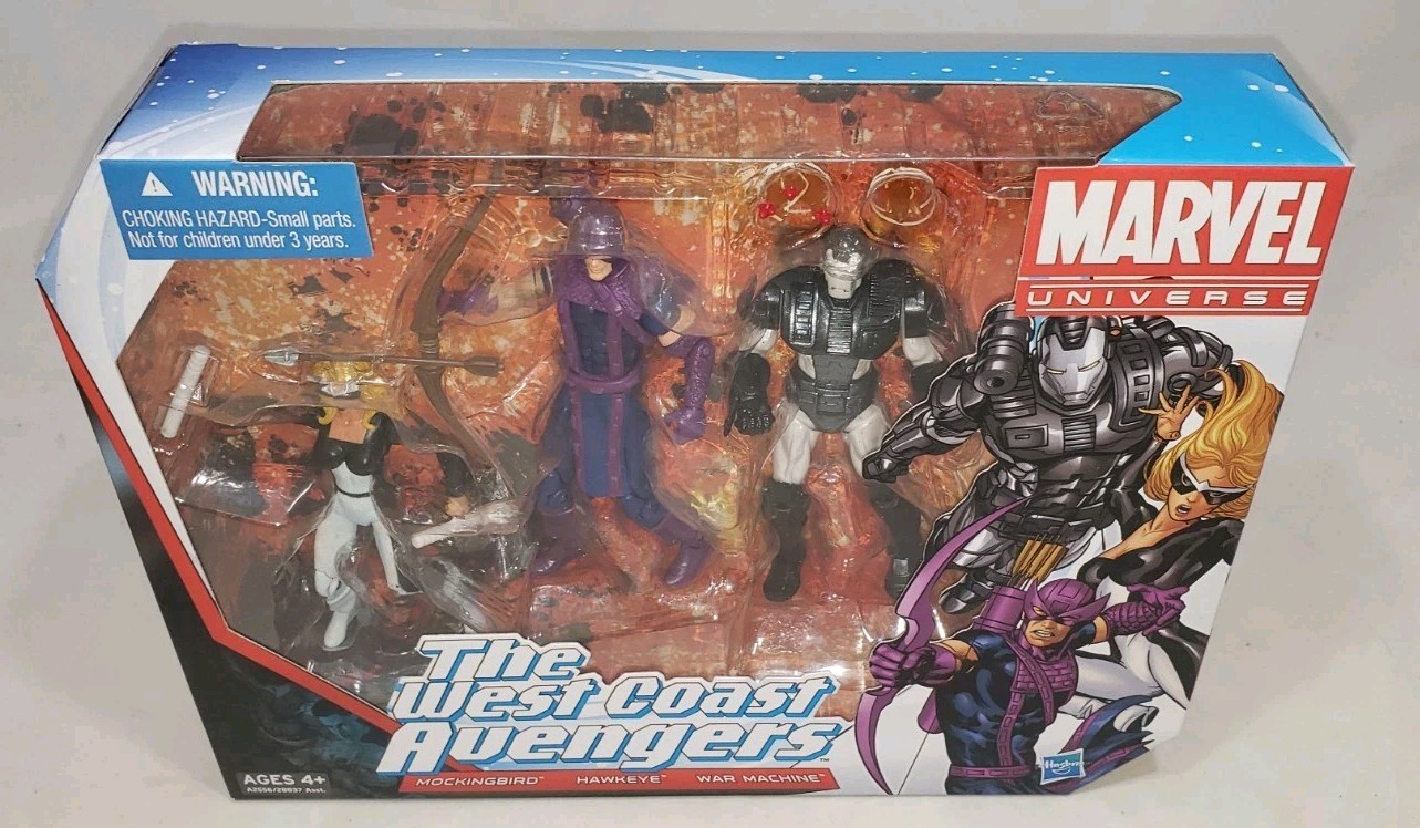 Marvel Universe West Coast Avengers 3-Pack Hawkeye Mockingbird War Machine 3.75&Prime;