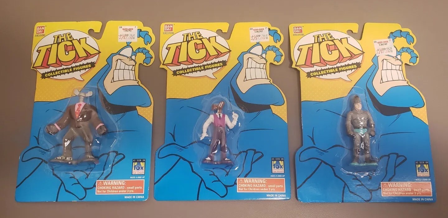 Lot of 3 Vintage the Tick Collectible Figures 1994 chairface human bullet Dean