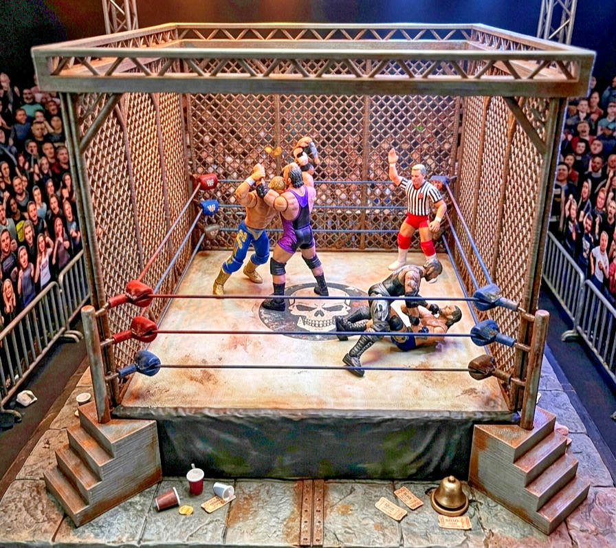WWE Inspired 1:18 Scale Wrestling Ring with Cage For 4 inch Figures 3D Printed