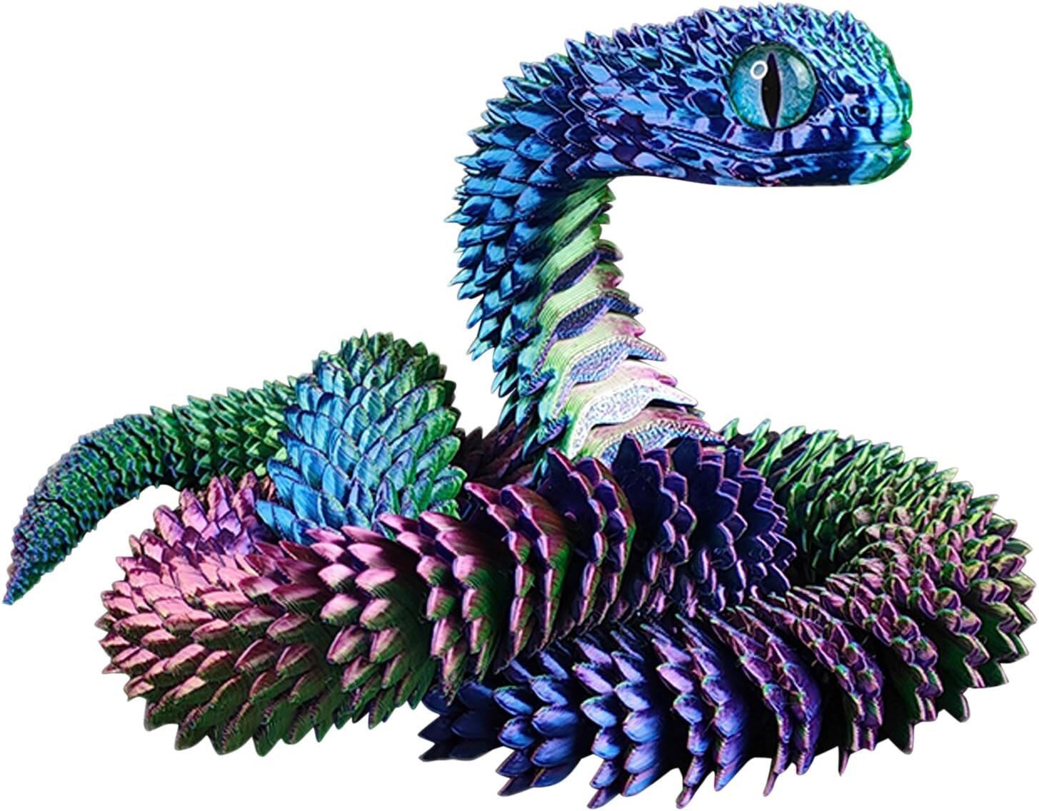 24&Prime; 3D Printed Animals Snake Viper Snake Flexible Snake Fidget Toys Desk Decor