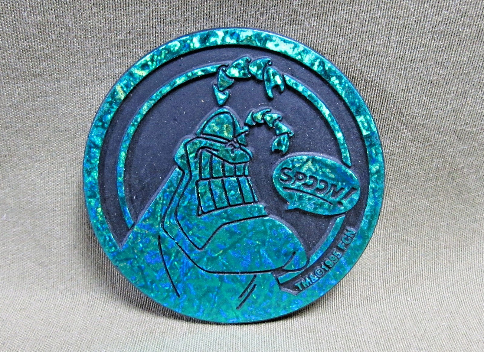 BLUEISH GREEN THE TICK « SPOON » KINI SLAMMER 1995 Plastic Pog Milkcap Fox Network