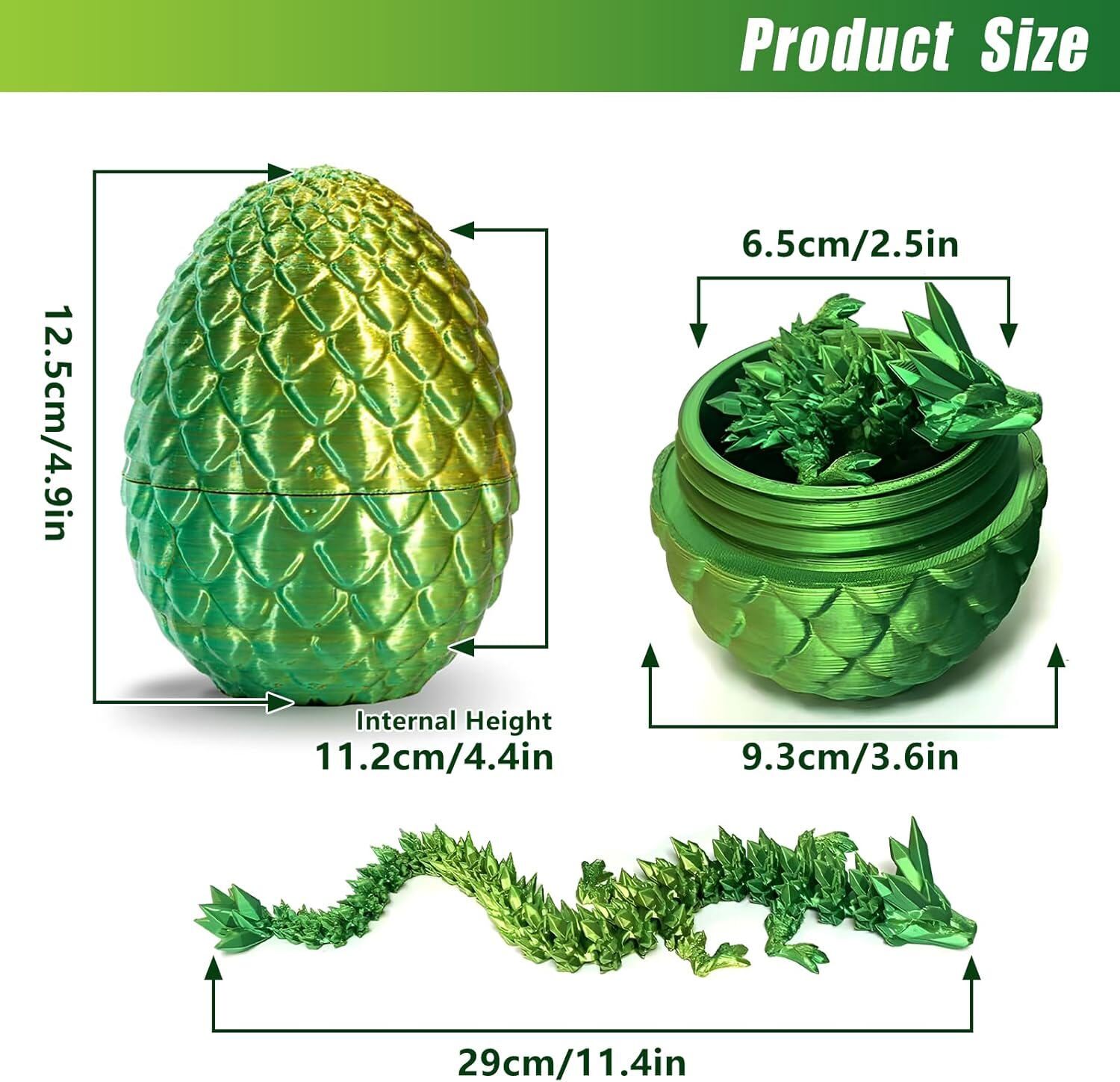 Easter Gift 3D Printed Dragon w/Egg Crystal Dragon Fidget Toys Full Articulated