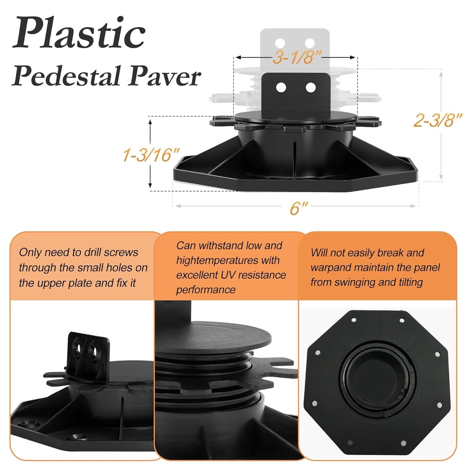 30 PCS Adjustable Deck Support Deck Blocks Plastic Pedestal Paver, Shed Foundati