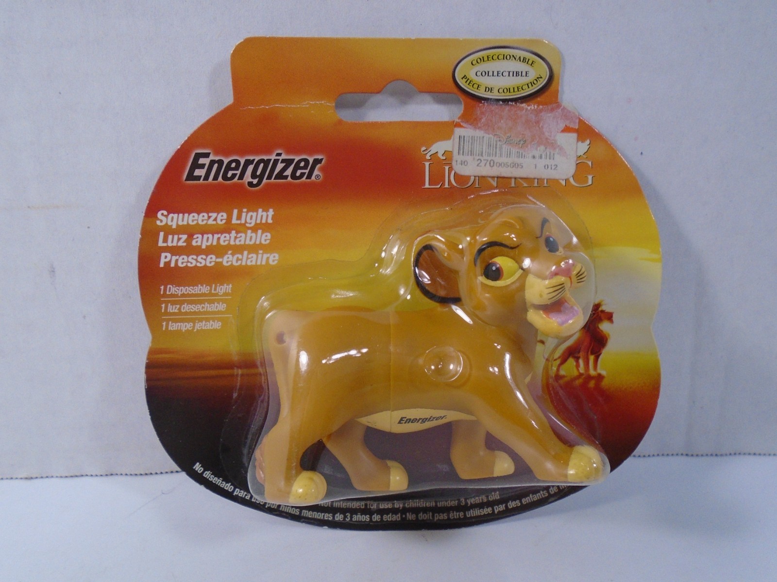 2003 ENERGIZER–DISNEY&rsquo;S THE LION KING SIMBA SQUEEZE LIGHT FIGURE (NEW)