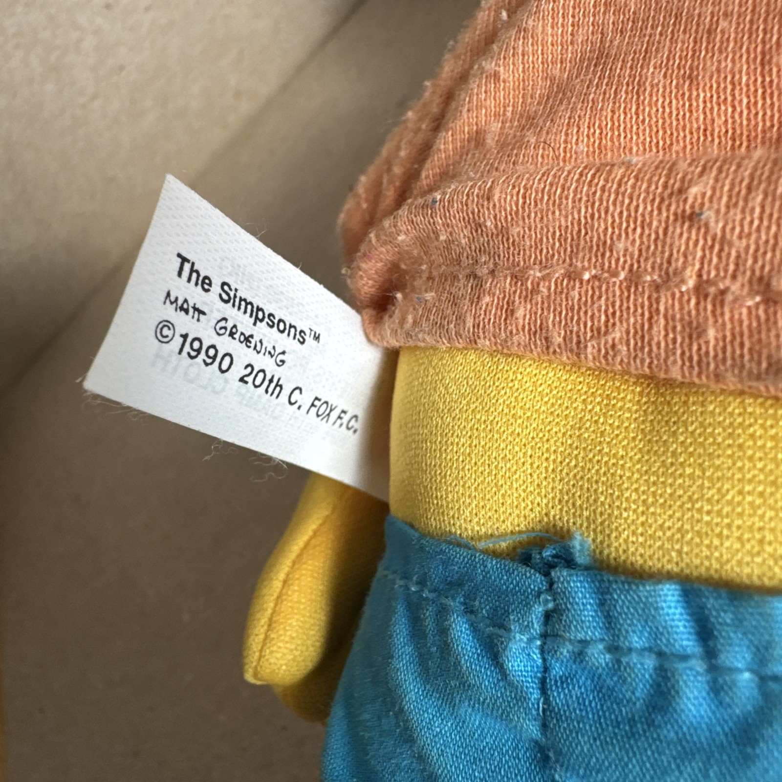 1990 Bart Simpson 8.5” Plush Doll with Plastic Head Orange Shirt Free US Ship