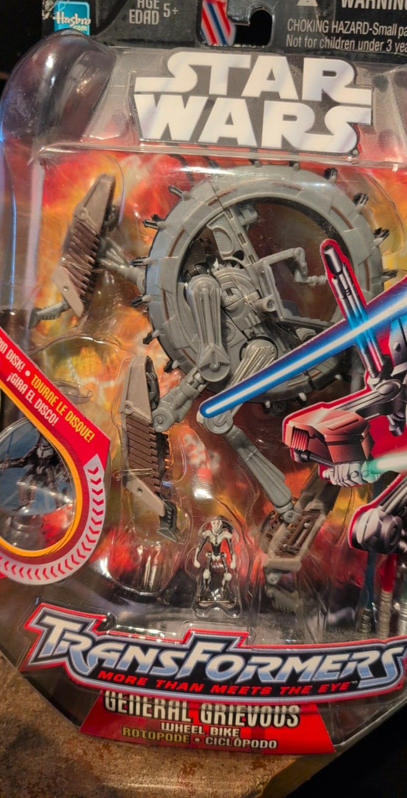 Star Wars Transformers General Grievous Wheel Bike with Spin Disk New 2005